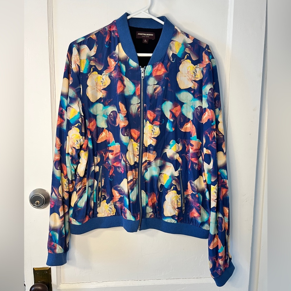 Johnston & Murphy Floral Bomber Jacket - Blue Multi floral